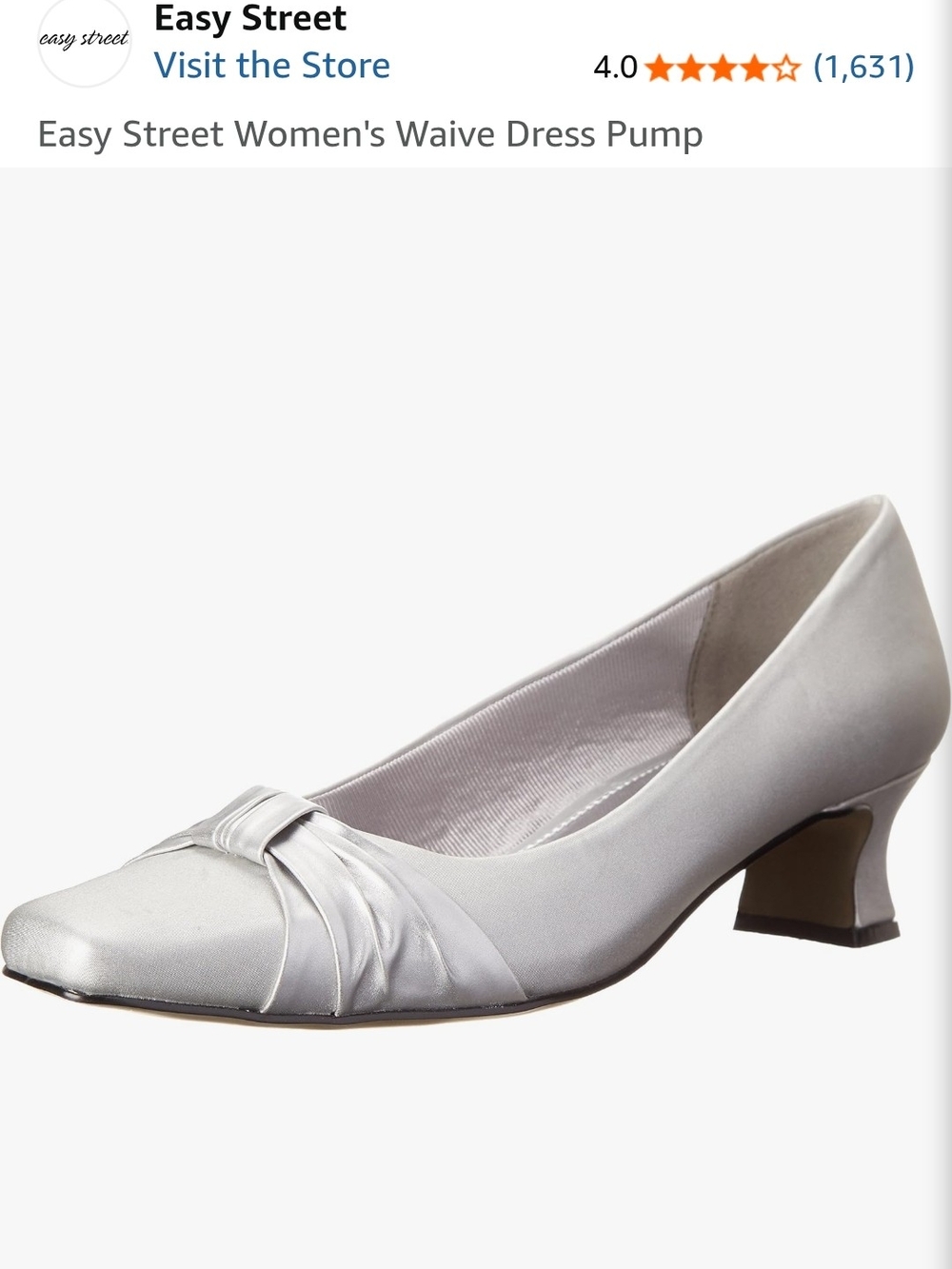 Silver Satin Wave Pleat Low Heel Pump